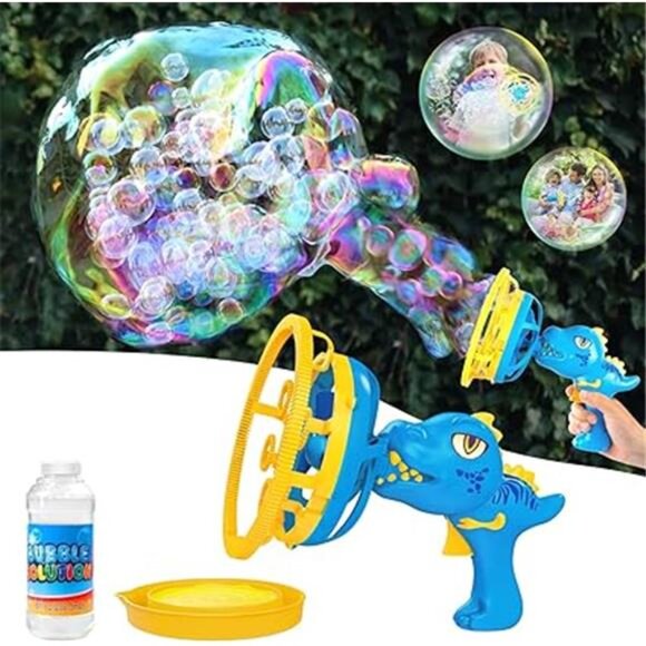 Bubble Gun Bubble Machine Dinosaur Bubble Blower Toy for Kids and Toddlers - Picture 7 of 7